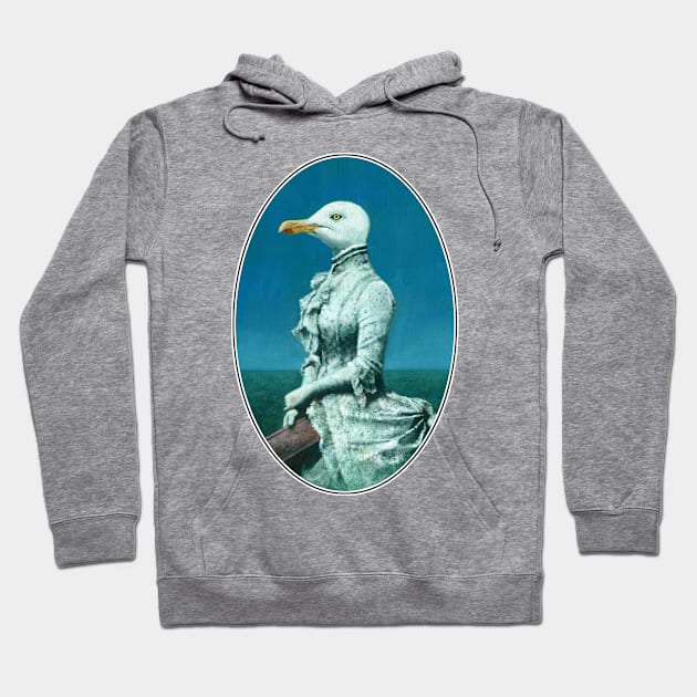 Victorian seagull Lady Oval Hoodie by mictomart